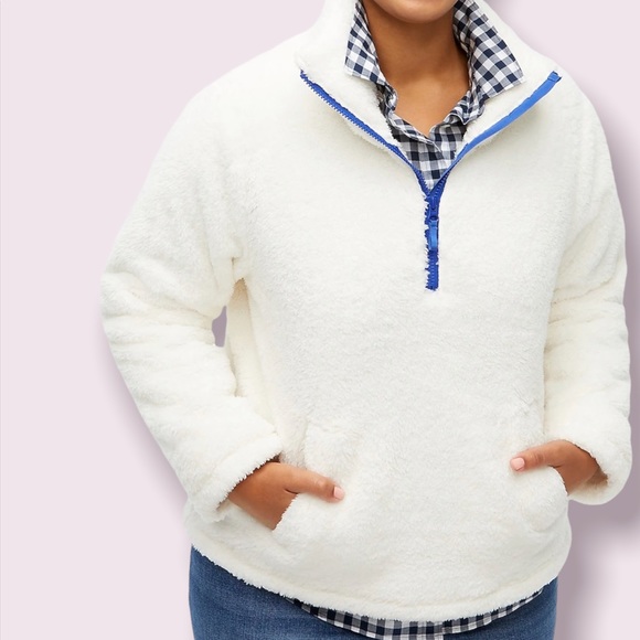 JCREW TEDDY HALF ZIP SWEATER PULLOVER  - WHITE - Picture 6 of 6